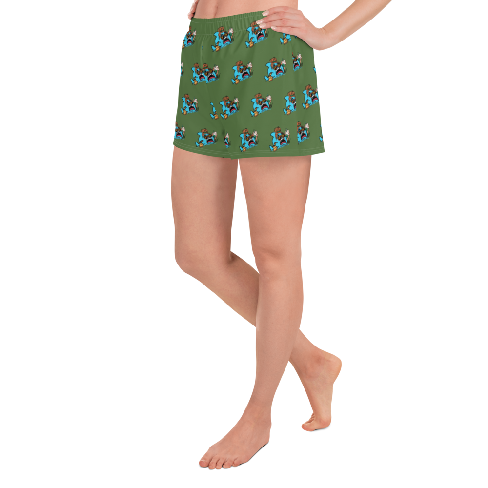 Basic Shark- Femme Athletic Short Shorts (Allover/olive)