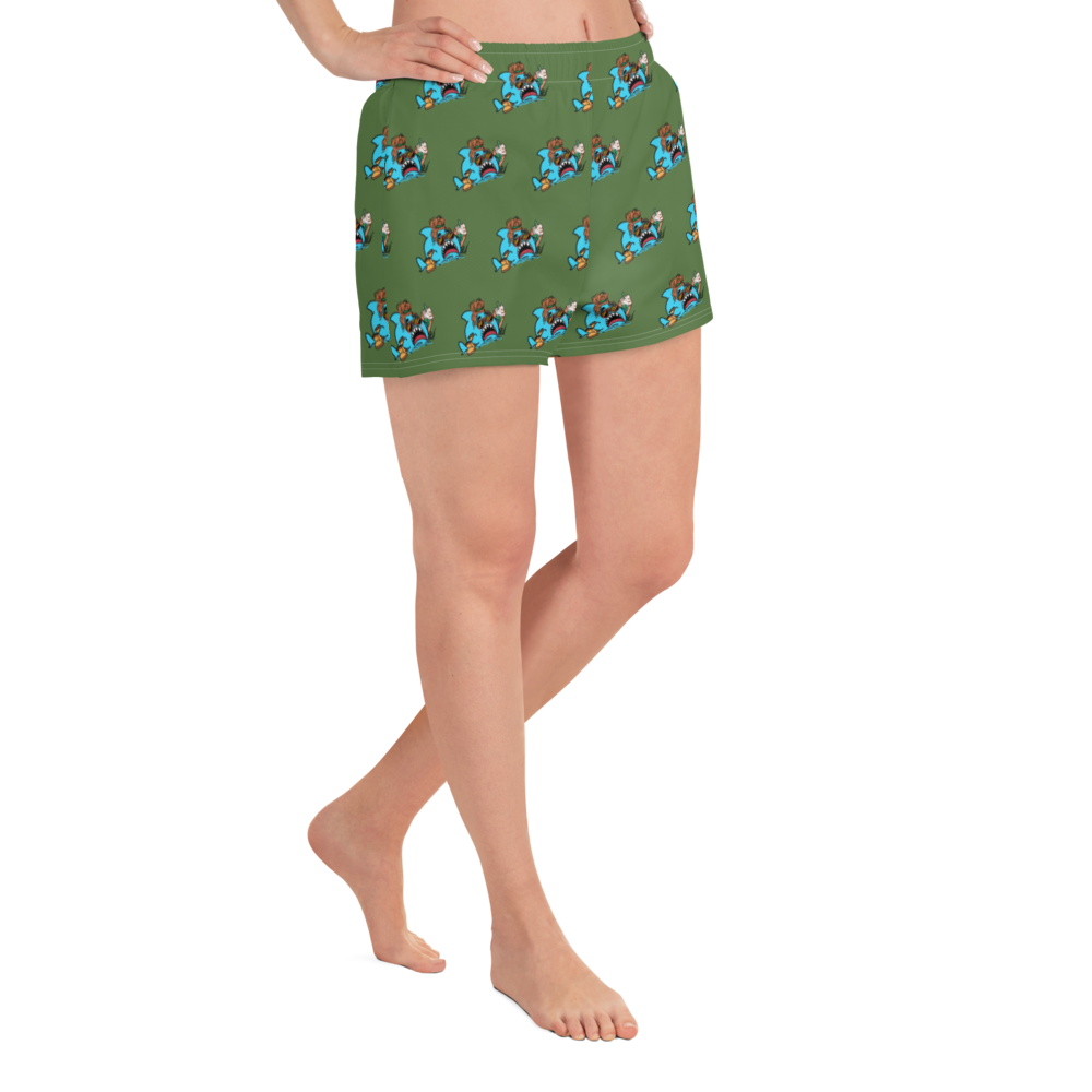 Basic Shark- Femme Athletic Short Shorts (Allover/olive)