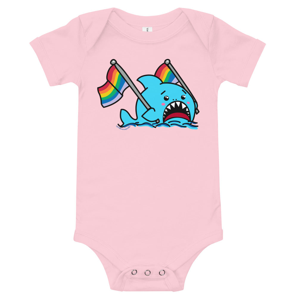 Anxious Shark Supports Pride- Baby One Piece