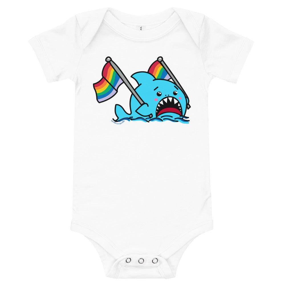 Anxious Shark Supports Pride- Baby One Piece