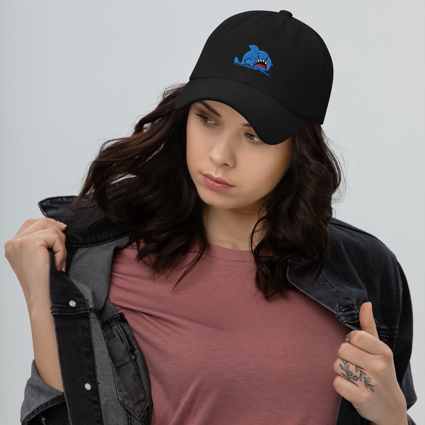 Anxious Shark, Embroidered Hat- Classic "Dad Hat" style, in multiple colours