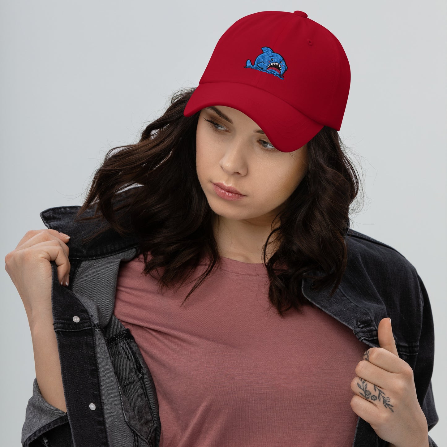 Anxious Shark, Embroidered Hat- Classic "Dad Hat" style, in multiple colours