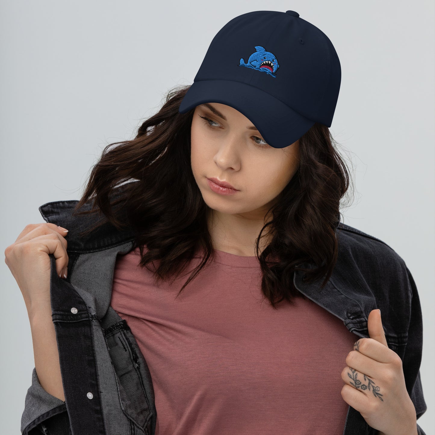 Anxious Shark, Embroidered Hat- Classic "Dad Hat" style, in multiple colours