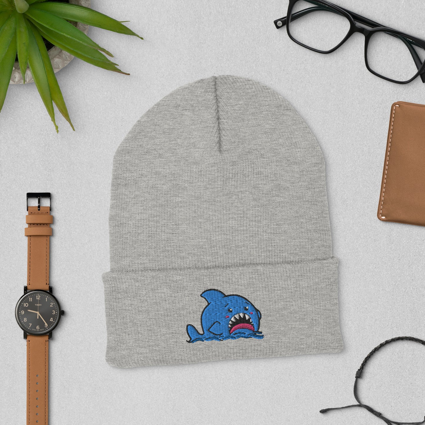 Anxious Shark Classic Cuffed Beanie