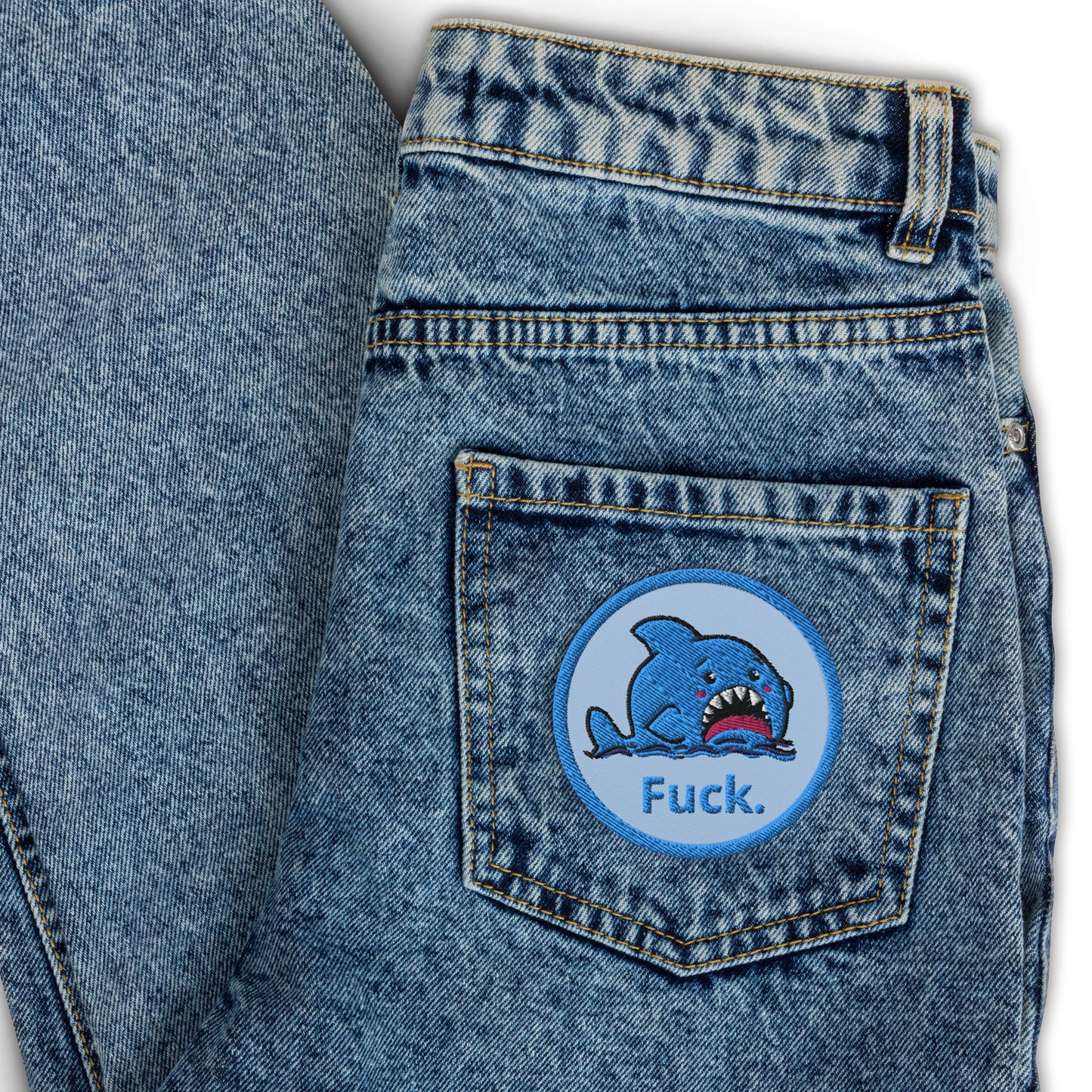 Anxious Shark Embroidered Patches