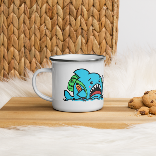 Anxious Shark Goes to School- Enamel Mug (12oz)