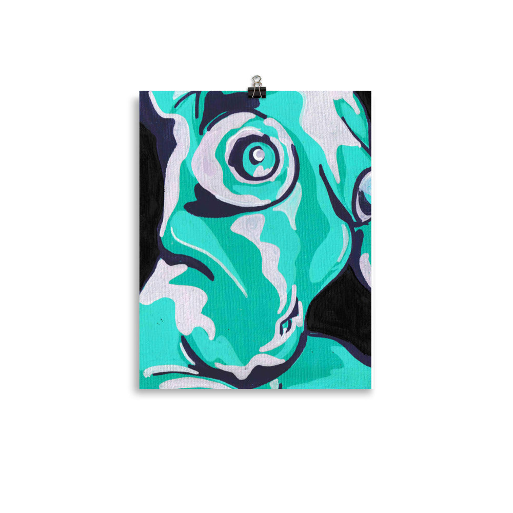 "Beautiful Nude", in Teal and Purple- Art Print