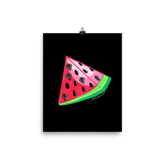 "Twatermelon" Watermelon with Vulva Seeds, Art Print. 8x10"