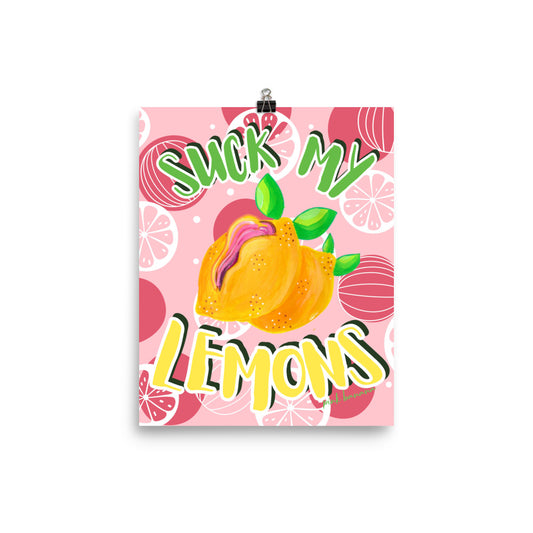 "Suck My Lemons" Lemon Vulva Art Print 8x10"