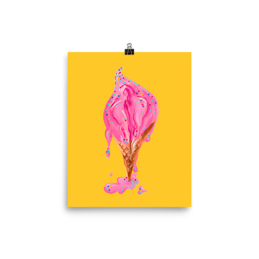 Ice Cream Vulva (yellow)- 8x10" Matte Art Print