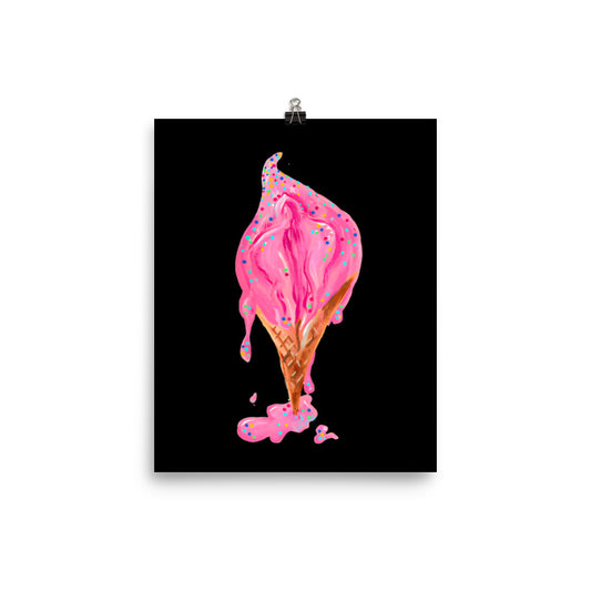 Ice Cream Vulva (black)- 8x10" Matte Art Print