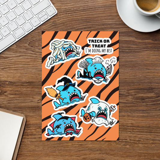 Halloween Sharks- Trick or Treat Sticker Sheet