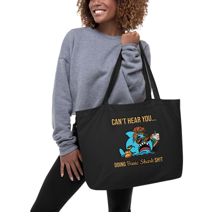 Basic Shark- Large organic tote bag (black)