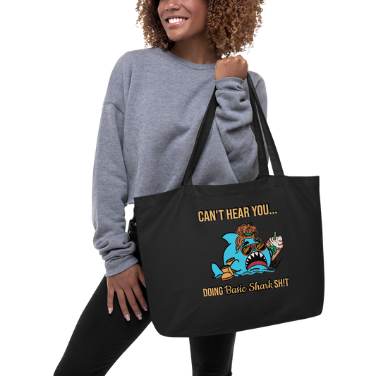 Basic Shark- Large organic tote bag (black)