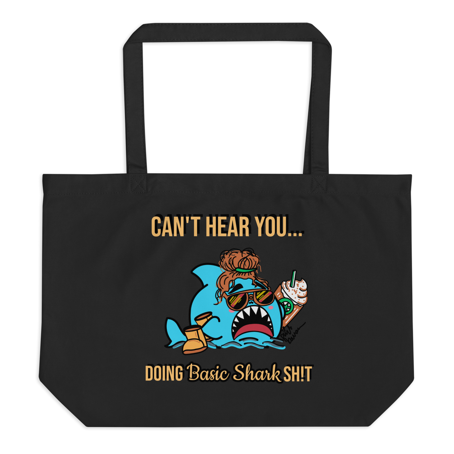 Basic Shark- Large organic tote bag (black)