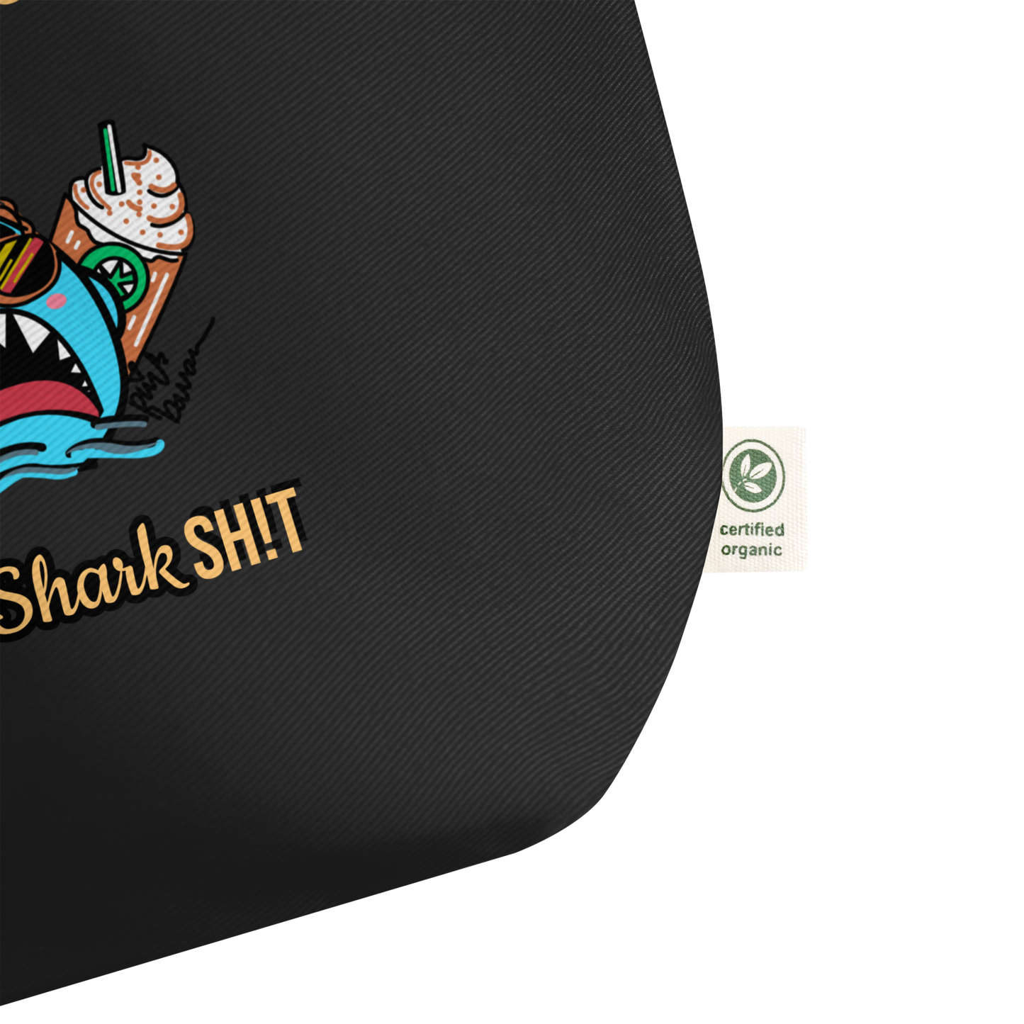 Basic Shark- Large organic tote bag (black)