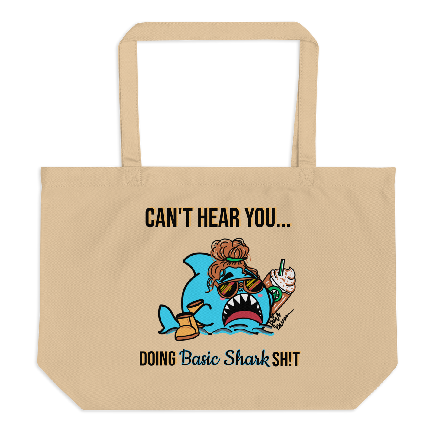 Basic Shark- Large organic tote bag (beige)
