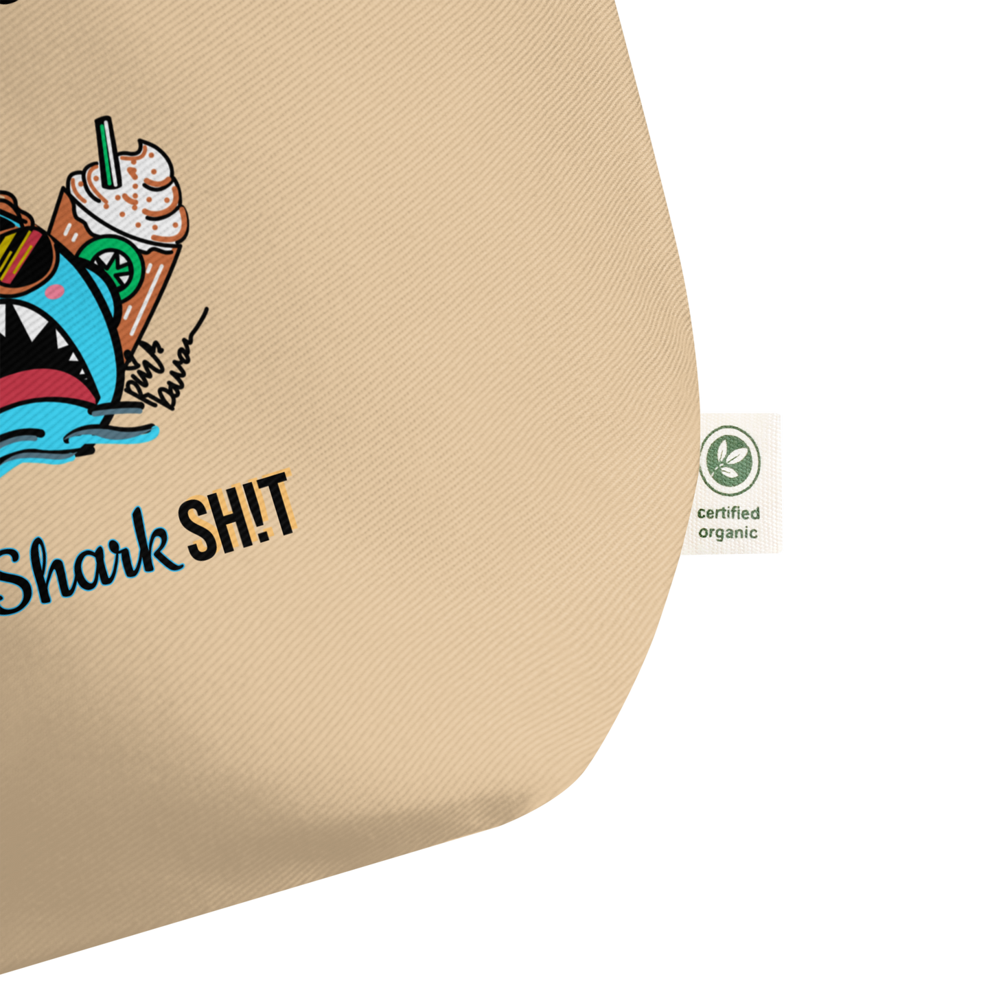 Basic Shark- Large organic tote bag (beige)