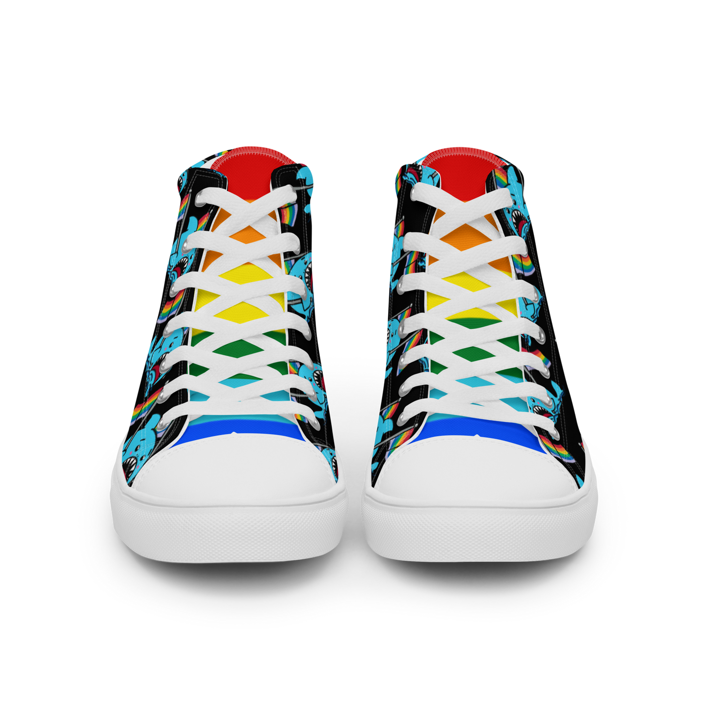 Anxious Shark Celebrates Pride (black) -Men’s high top canvas shoes