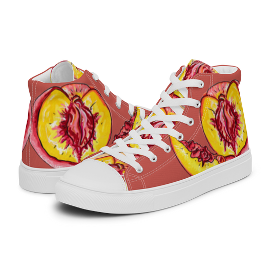 "The Perfect Peach" Peach Vulva- Men’s high top canvas shoes