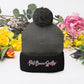 Pink Banana Sparkles- Embroidered Pom-Pom Beanie
