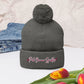 Pink Banana Sparkles- Embroidered Pom-Pom Beanie