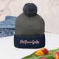 Pink Banana Sparkles- Embroidered Pom-Pom Beanie