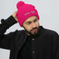 Pink Banana Sparkles- Embroidered Pom-Pom Beanie