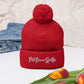 Pink Banana Sparkles- Embroidered Pom-Pom Beanie