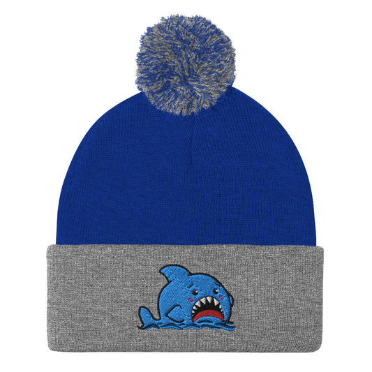 Anxious Shark Classic Pom-Pom Beanie