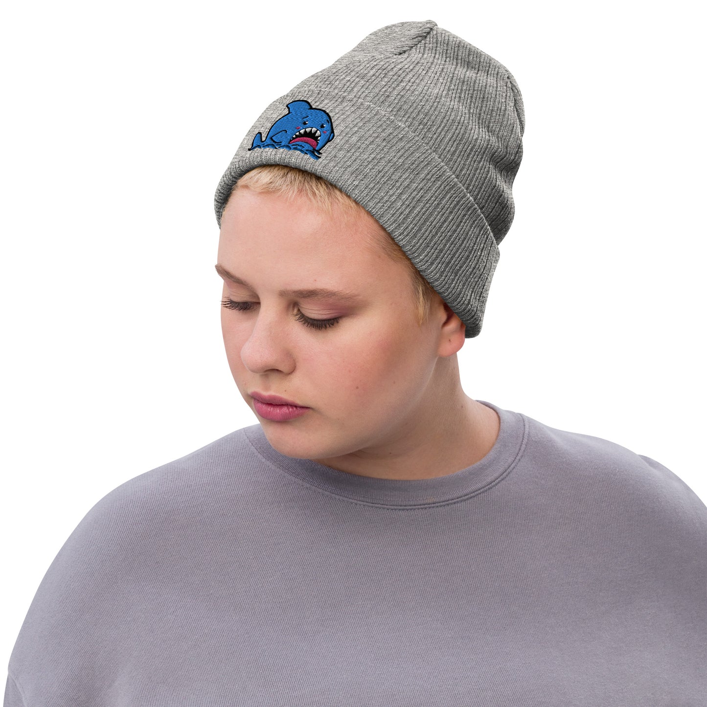 Anxious Shark Classic Ribbed knit beanie