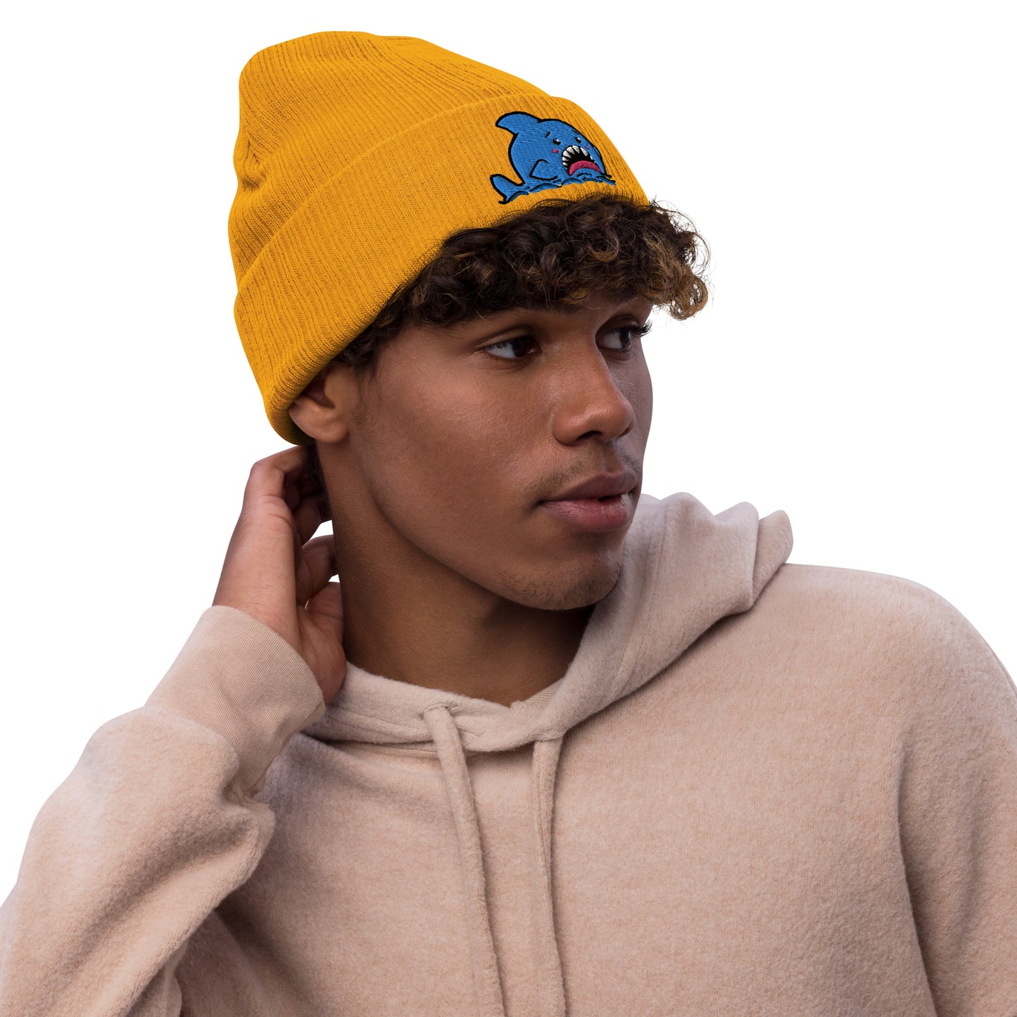 Anxious Shark Classic Ribbed knit beanie