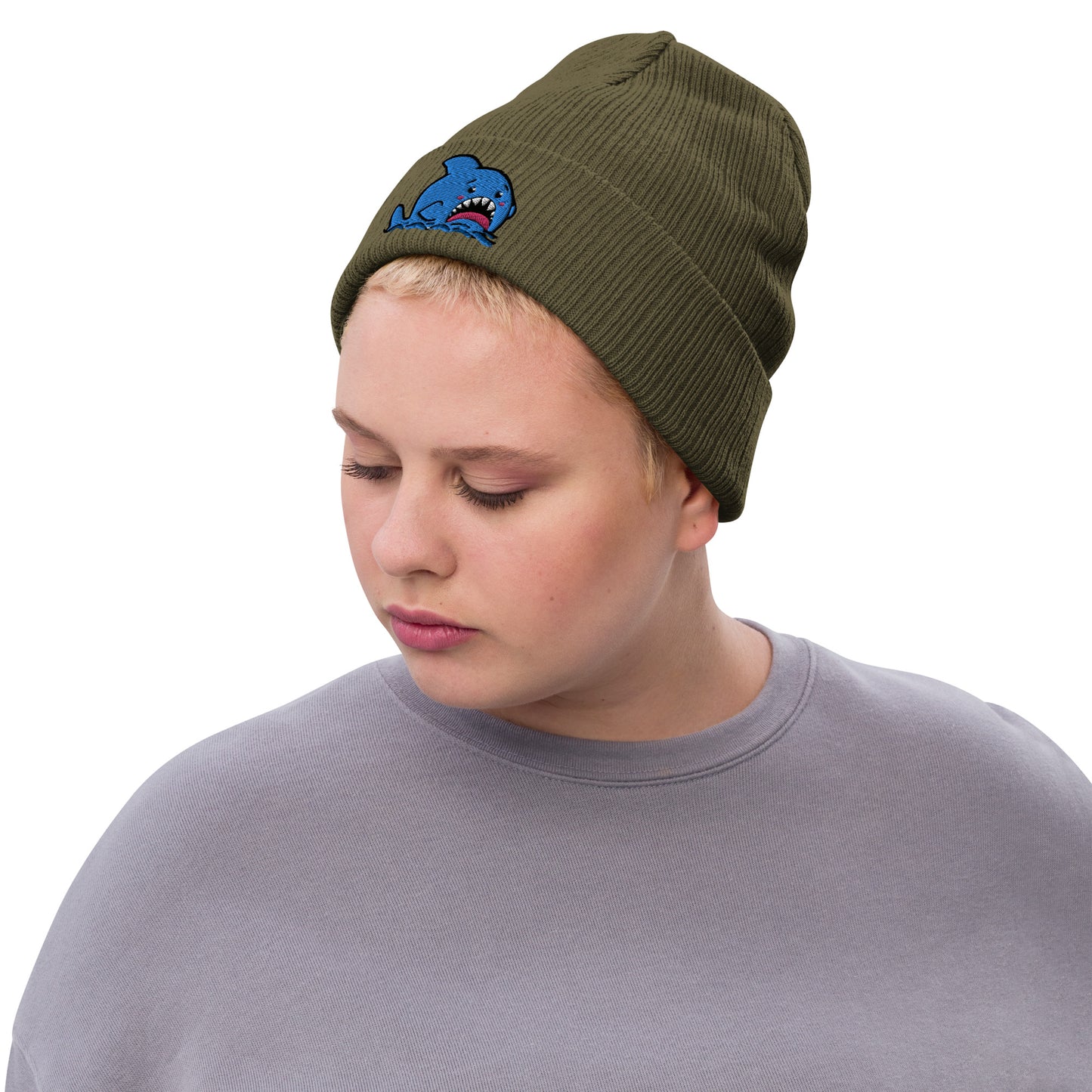 Anxious Shark Classic Ribbed knit beanie