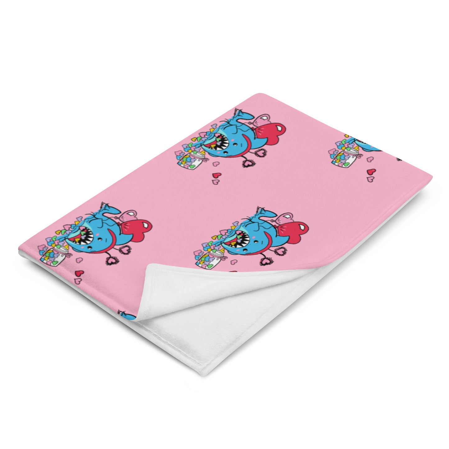 Valentine's Shark- Candy Hearts Throw Blanket
