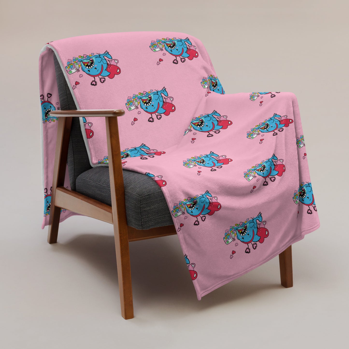 Valentine's Shark- Candy Hearts Throw Blanket