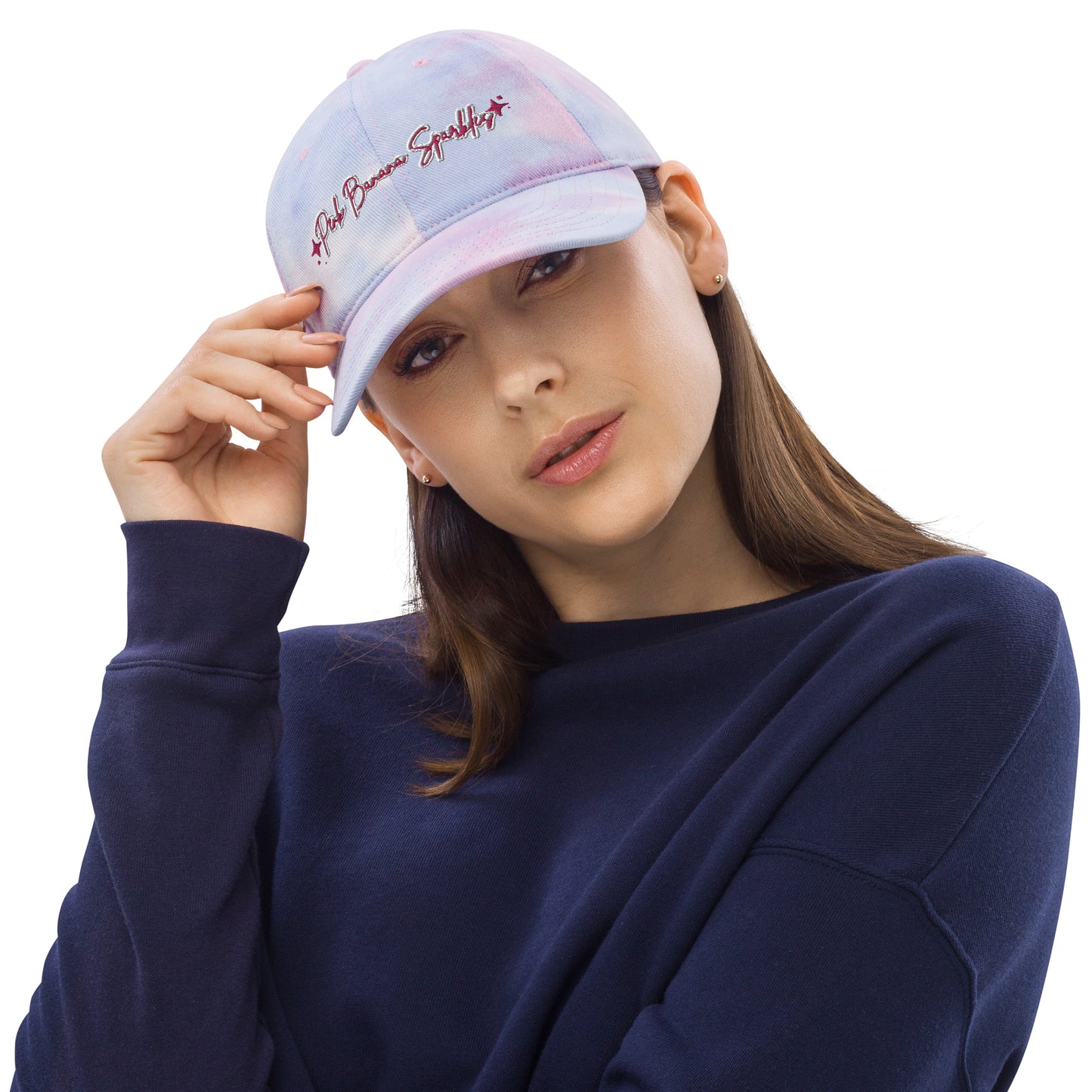 Pink Banana Sparkles- Embroidered Tie dye hat