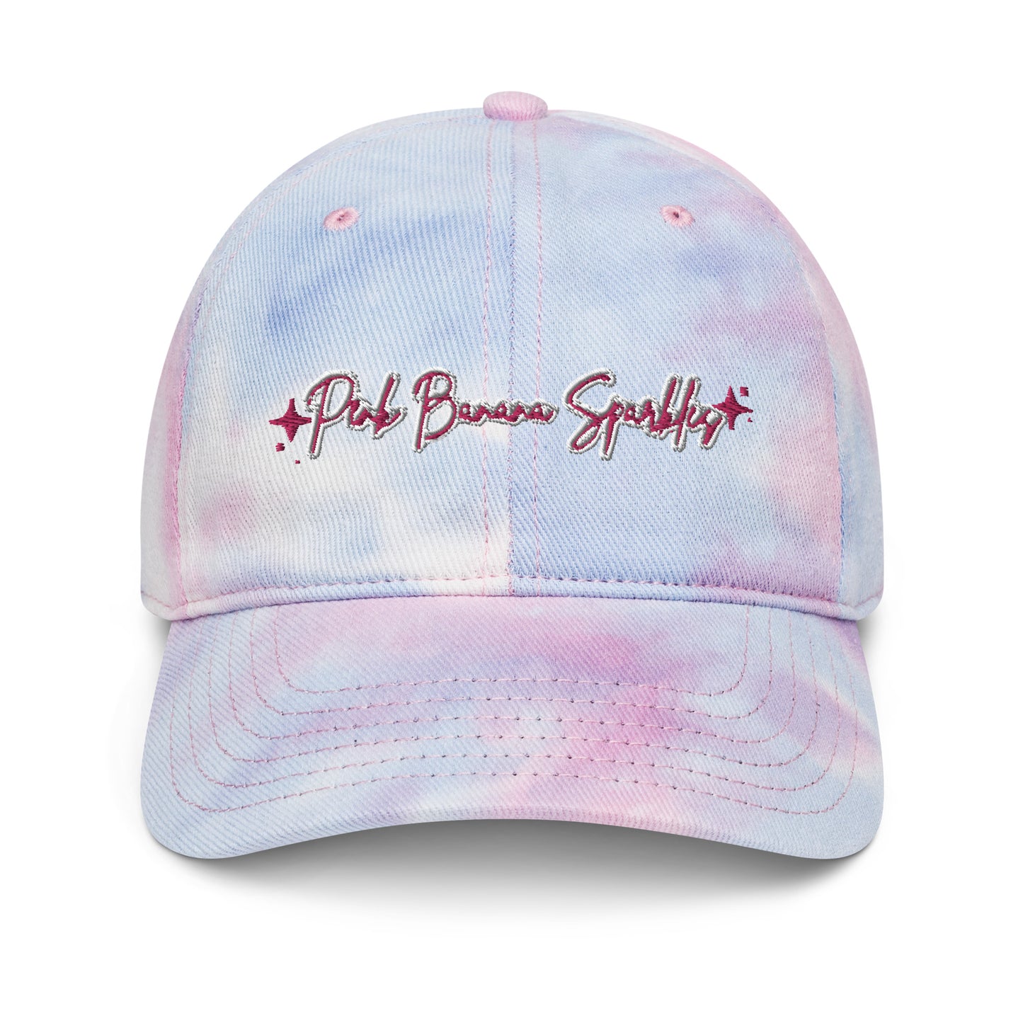 Pink Banana Sparkles- Embroidered Tie dye hat