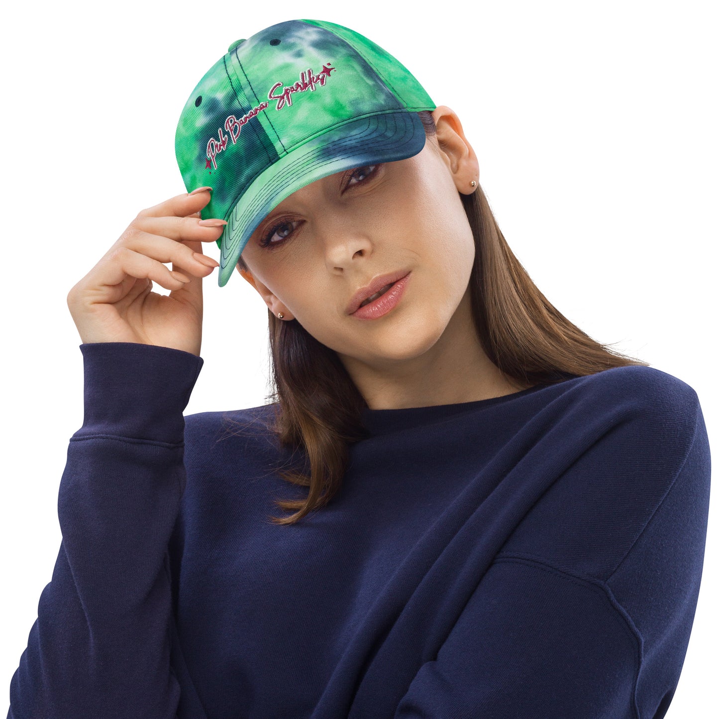 Pink Banana Sparkles- Embroidered Tie dye hat