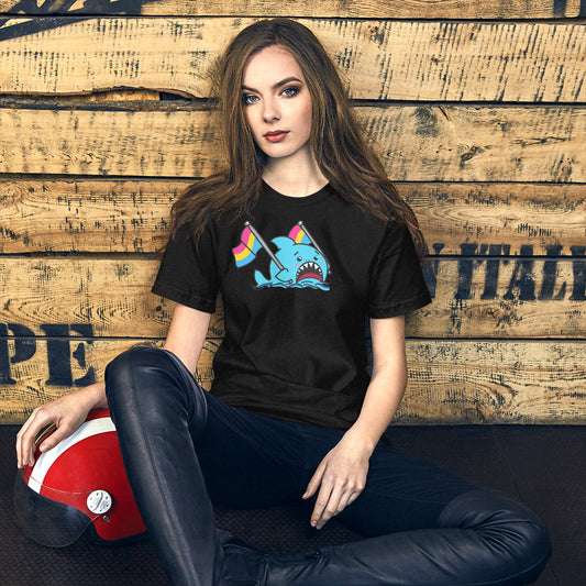 Pansexual Pride Flag Anxious Shark Genderless Tshirt