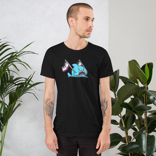 Asexual Pride Flag- Anxious Shark Genderless Tshirt
