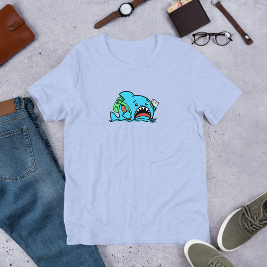 Anxious Shark Goes to School- Genderless Tshirt