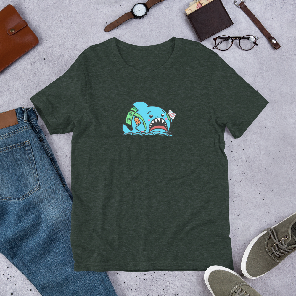 Anxious Shark Goes to School- Genderless Tshirt