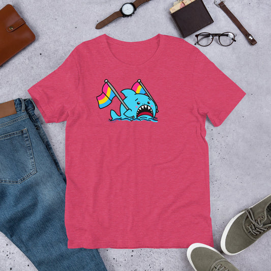 Pansexual Pride Flag Anxious Shark Genderless Tshirt