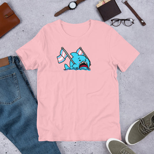 Trans Pride Flag Anxious Shark Genderless Tshirt