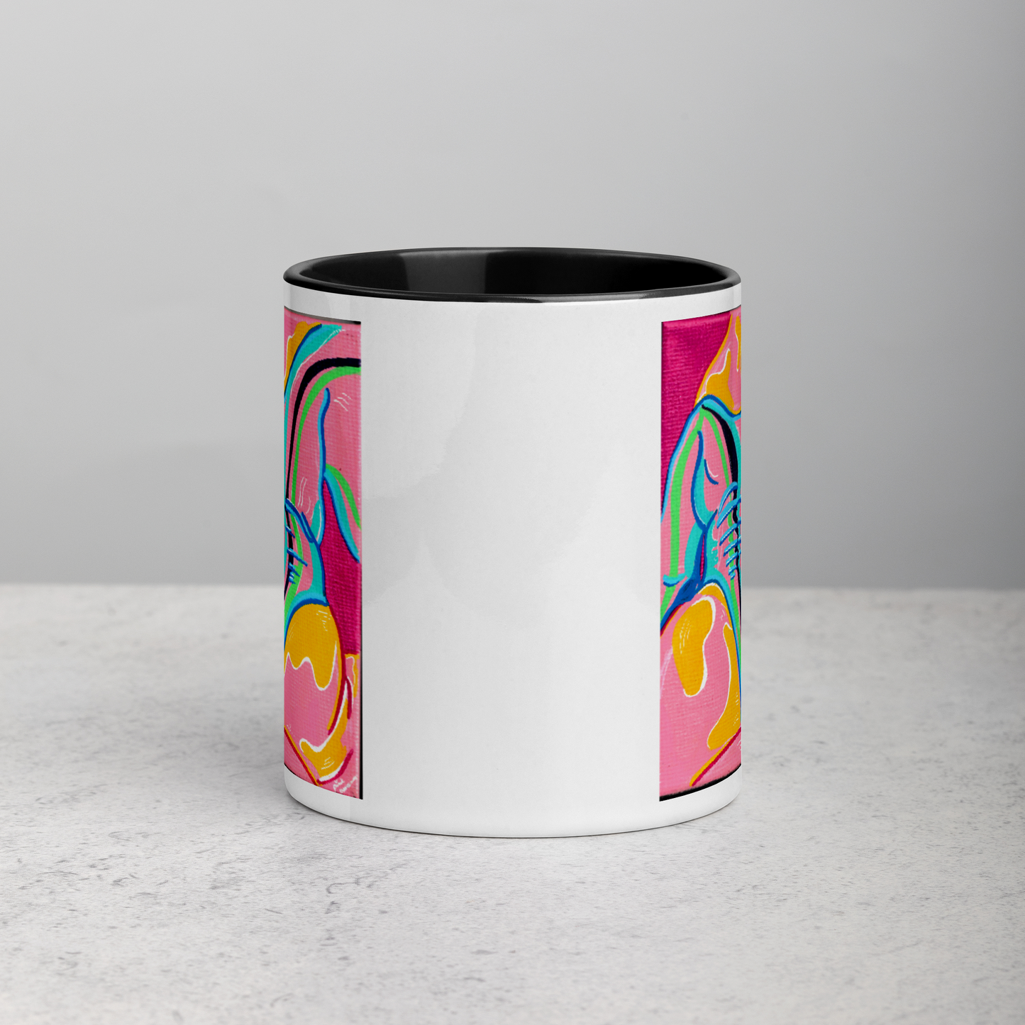 Rainbow Body Love Mug, with Coloured Handle/Interior