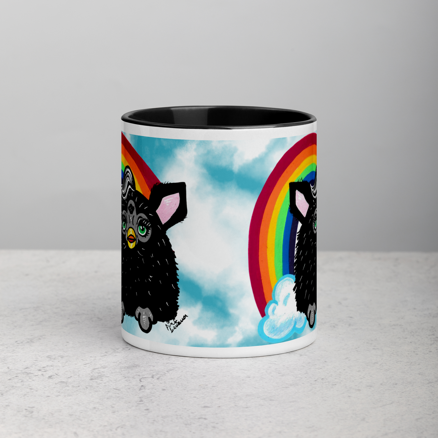 Cute Furby with Rainbow Mug (11oz)