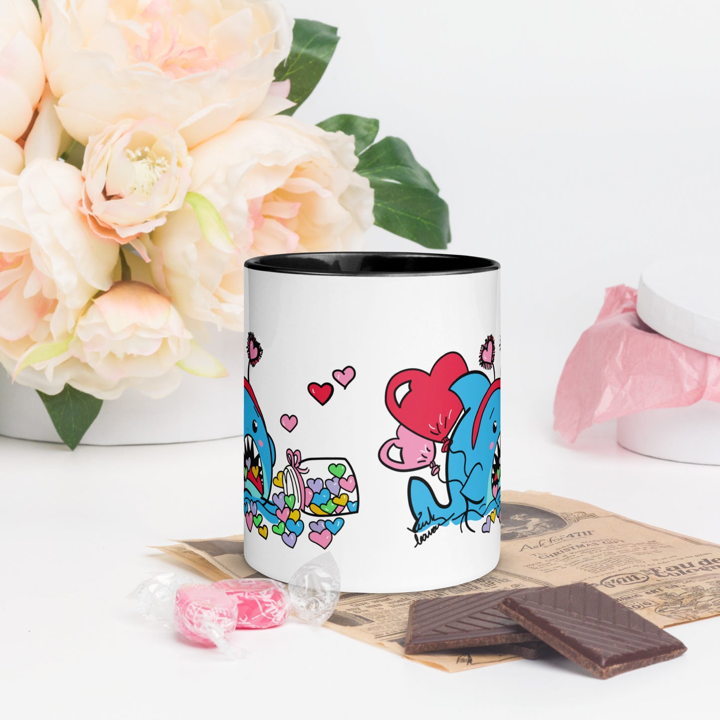 Valentine's Shark- Candy Hearts Mug (11oz)