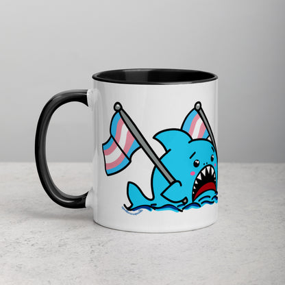 Anxious Shark Mug with Transgender Pride Flag (11oz)