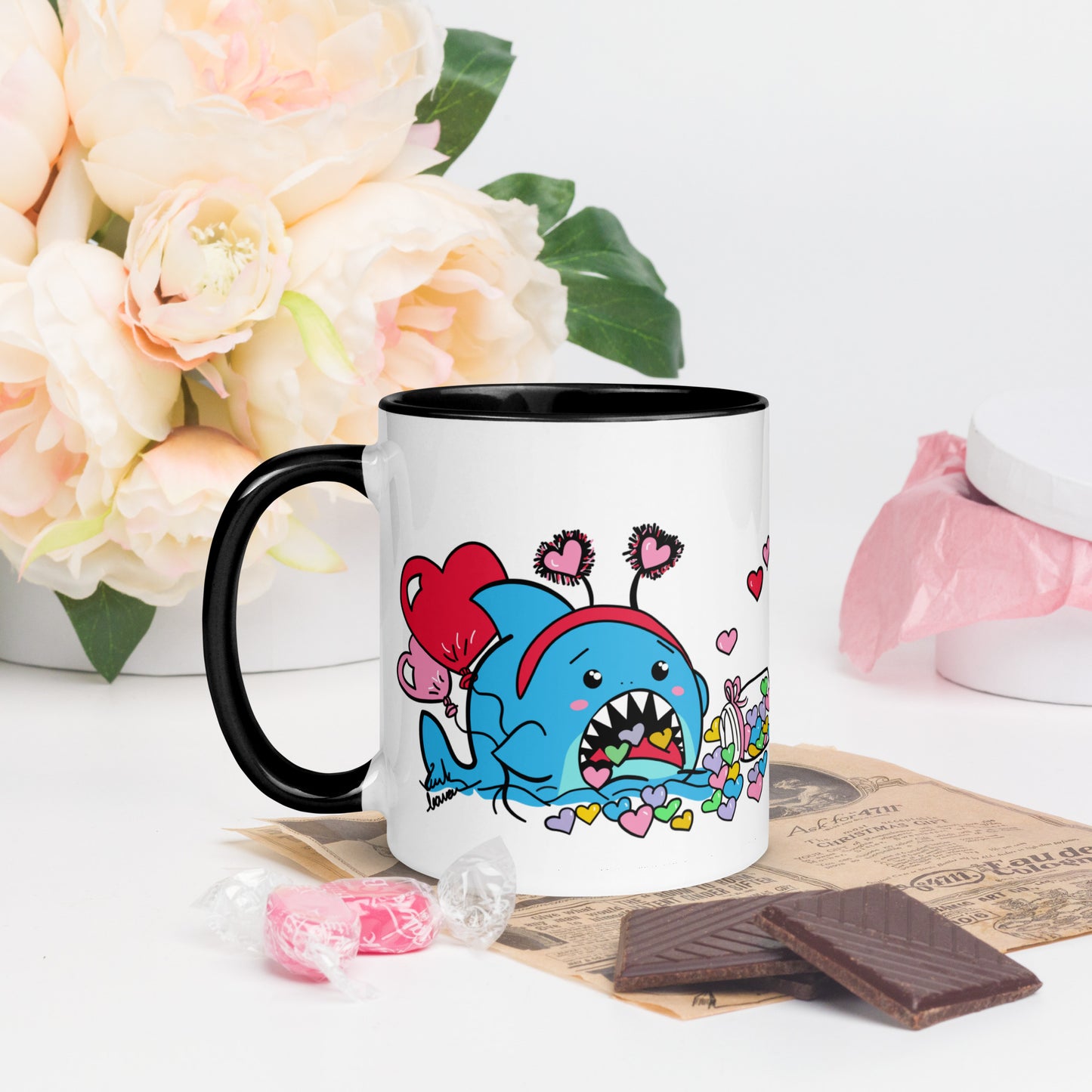 Valentine's Shark- Candy Hearts Mug (11oz)