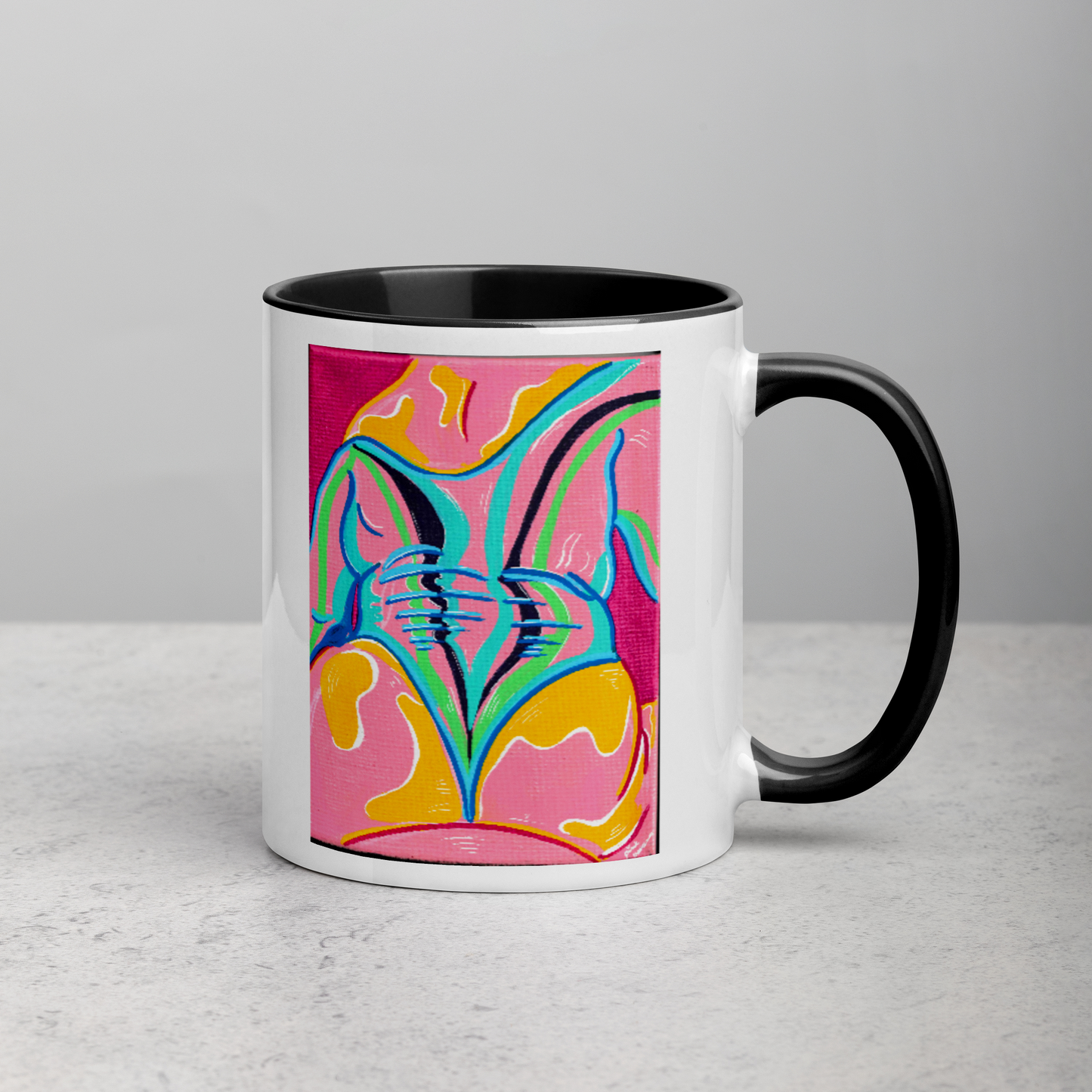 Rainbow Body Love Mug, with Coloured Handle/Interior